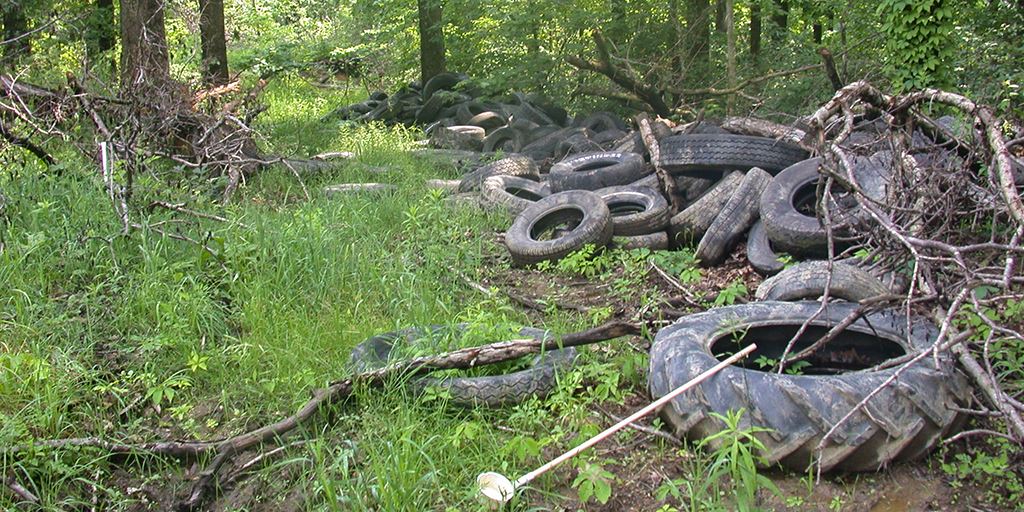 Illegal Dump Site filled with old tires