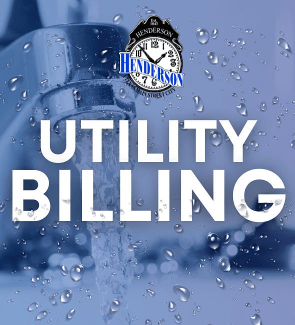 Running water from faucet with text Utility Billing